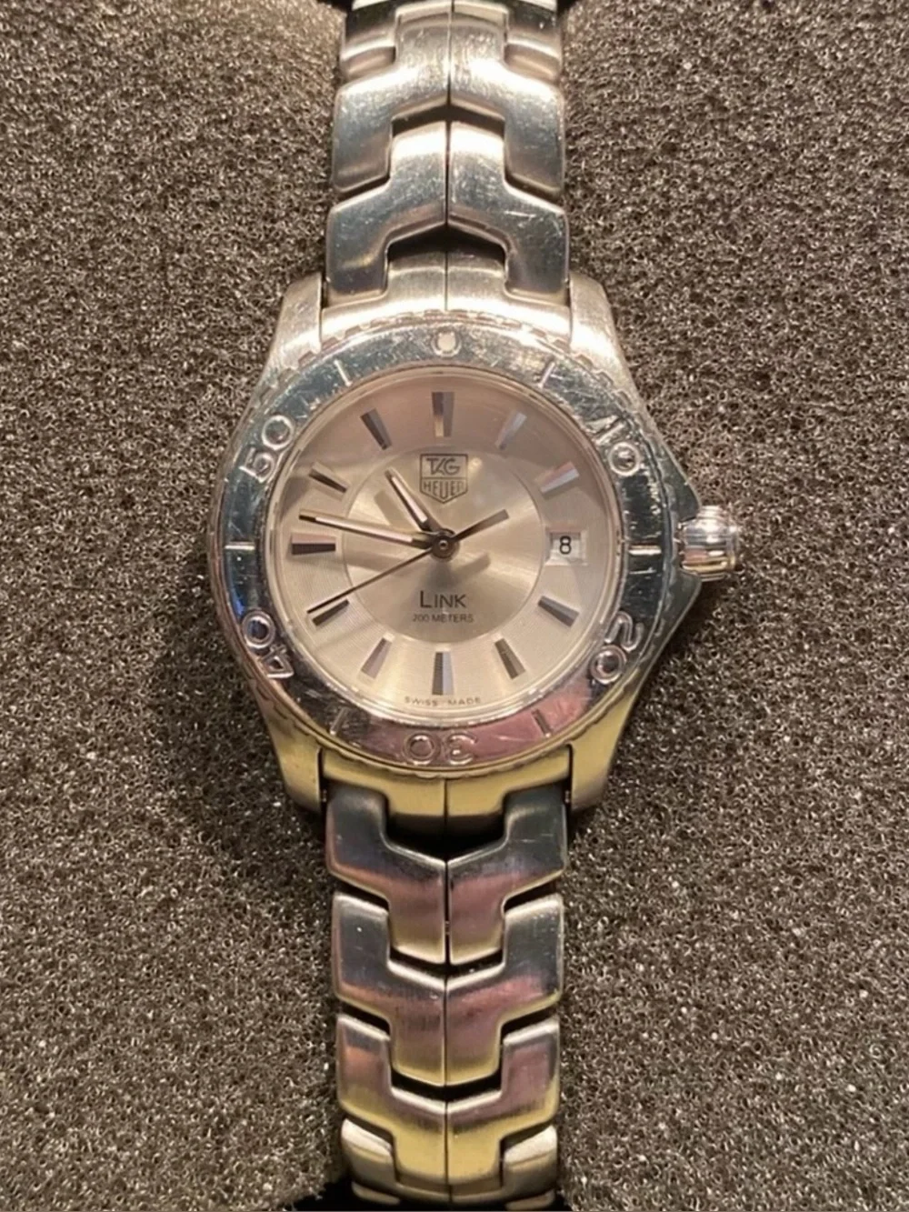 Tag Heuer Silver Link Stainless Steel Rotating bezel Bracelet Watch WJ1310